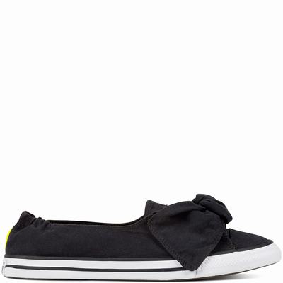 Converse Chuck Taylor All Star Knot Brushed Twill Low Tops Womens - Black/Black/White Shoes (158PKQBH)